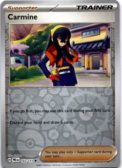 Pokemon Carmine 103/131 Prismatic Evolutions Reverse Holo NM - Image 1