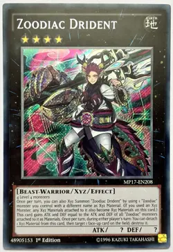MP17-EN208 Zoodiac Drident - Secret Rare 1st Edition Lightly Played YuGiOh Card - Image 1