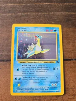 1999 POKEMONE CARD Lapras 10/62 Fossil Holo Rare Unlimited Edition Vintage Rare - Image 1