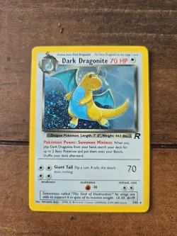 2000 POKEMON CARD Dark Dragonite Rare Vintage Halo 5/82 Team Rocket 1st Edition - Image 1