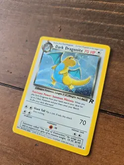 2000 POKEMON CARD Dark Dragonite Rare Vintage Halo 5/82 Team Rocket 1st Edition - Image 3