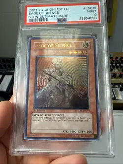Yugioh 2007 Sage of Silence (UTR) STON-EN015 Strike of Neos 1st Edition PSA 9 - Image 1