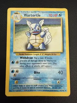Pokemon TCG Wartortle Base Set, Card 42/102 - Image 1