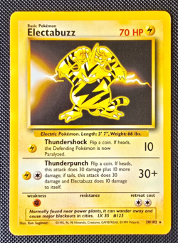 Pokemon WOTC Card - Electabuzz - Base Set - Non-Holo Rare - 20/102 - LP - Image 1