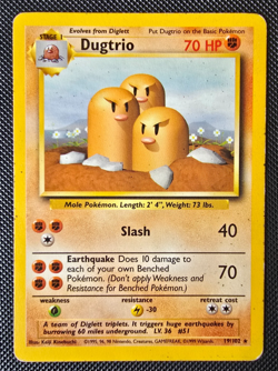 Pokemon WOTC Card - Dugtrio - Base Set - Non-Holo Rare - 19/102 - MP - Image 1