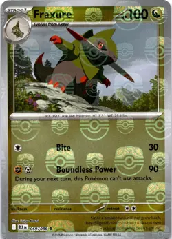 Pokemon Fraxure 069/086 Black Bolt Reverse Holo Master Ball NM - Image 1