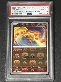 2023 POKEMON SV2a JP MOLTRES MASTERBALL RV HOLO PSA GEM MINT 10 - Image 1