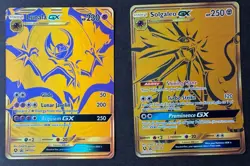 Lunala GX & Solgaleo GX Gold SM103a SM104a Hidden Fates Promo Pokemon Near mint - Image 1