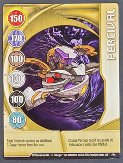 Bakugan Battle Brawler - Percival - Metal Gate Card - 11/48e - BA358a 2008 Gold - Image 1
