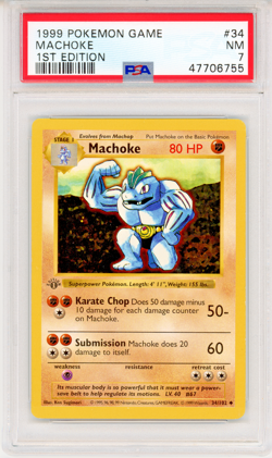 1999 Pokemon Game Machoke 1st Edition - PSA 7 - #34/102 card No #34 Genuine - Image 1