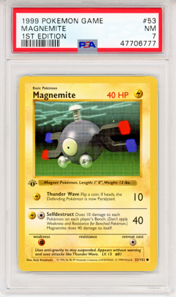 1999 Pokemon game Magnemite 1st Edition - PSA 7 - #53/102 card No #53 Genuine - Image 1