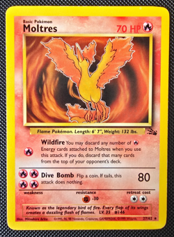 Pokemon WOTC Card - Moltres - Fossil Set - Non-Holo Rare - 27/62 - LP - Image 1