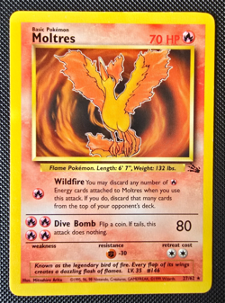 Pokemon WOTC Card - Moltres - Fossil Set - Non-Holo Rare - 27/62 - NM-LP - Image 1