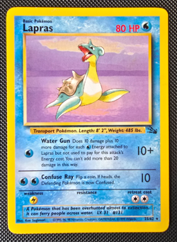 Pokemon WOTC Card - Lapras - Fossil Set - Non-Holo Rare - 25/62 - LP-MP - Image 1