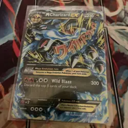 M Charizard EX Pokemon Card 230 HP Wild Blaze Mega Evolution (DMG) - Image 1