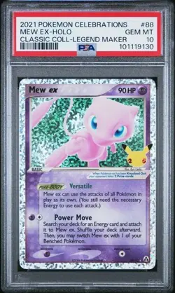 PSA 10 Mew ex 88 Celebrations Classic Collection Holo Graded Pokemon Card 2021 - Image 1