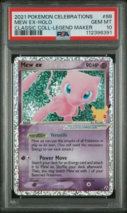 PSA 10 Mew ex 88 Celebrations Classic Collection Holo Graded Pokemon Card 2021 - Image 1