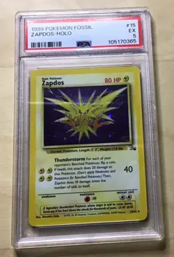 🔥Pokemon TCG Zapdos Base Set Holo Unlimited Rare Card 15/62 #15 PSA 5 - Image 1