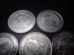 Pokemon Card Meiji Promo Battle Coin x5 Poliwrath Evolutions & Lapras #5461 - Image 2