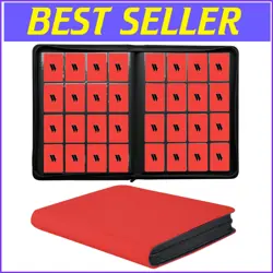 Premium 1000+ Capacity Red Trading Card Binder with 16 Double-Sided Pockets - Image 1