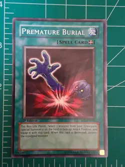 1996 Yugioh CARD Premature Burial SD1-EN013 1ST EDITION - Image 1