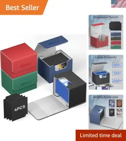 4 Color Set: Leather Magnetic Card Deck Box for Optimized Organization - Image 1