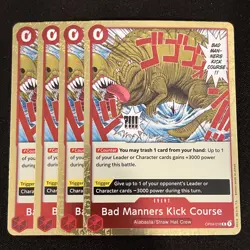 One Piece Card Game Bad Manners Kick Course OP04-016 Playset x4 - Image 1