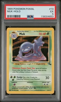 1999 POKEMON FOSSIL #13 MUK-HOLO PSA 5 - Image 1