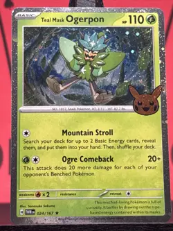 Teal Mask Ogerpon 024/167 Trick Or Trade Holo Rare Pokemon TCG 2024 NM - Image 3