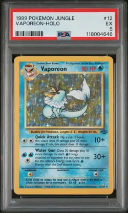 1999 Pokemon Jungle Vaporeon Holo 12/64 Graded PSA 5 - Image 1
