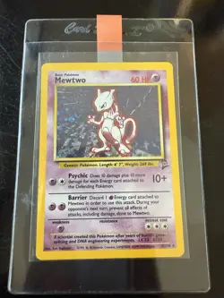 Pokemon TCG Mewtwo 10/130 Base Set 2 Holo Rare Vintage Card WOTC 2000 LP - Image 1