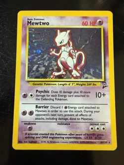 Pokemon TCG Mewtwo 10/130 Base Set 2 Holo Rare Vintage Card WOTC 2000 LP - Image 2