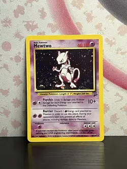 Pokemon TCG Mewtwo 10/130 Base Set 2 Holo Rare Vintage Card WOTC 2000 LP - Image 1