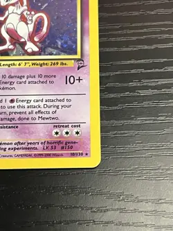 Pokemon TCG Mewtwo 10/130 Base Set 2 Holo Rare Vintage Card WOTC 2000 LP - Image 5