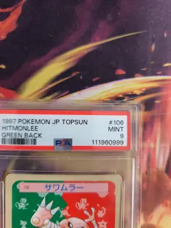 Pokemon Card Hitmonlee Kicklee Topsun Blue Back 1995 Bandai Japanese PSA 9 - Image 4