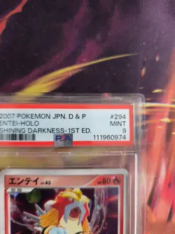 Pokemon Card Entei Lv. 43 Secret Wonders Shining Darkness Holo Japanese PSA 9 - Image 4