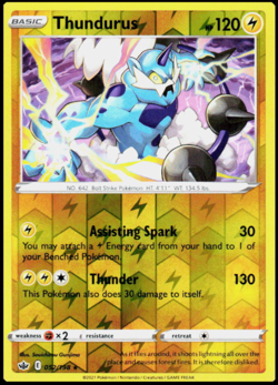 Pokemon - Thundurus - 052/198 - Reverse Holo Rare - Chilling Reign - NM/M - Image 1