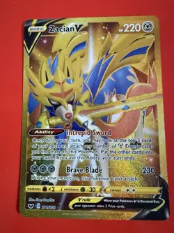 Pokemon TCG Zacian v Sword & Shield Base Set Holo Card 211/202 NM/M Condition - Image 1