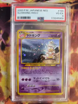 Pokemon Card Laschoking Slowking Neo Genesis Holo Gsnw Gold Japanese PSA 4 - Image 2