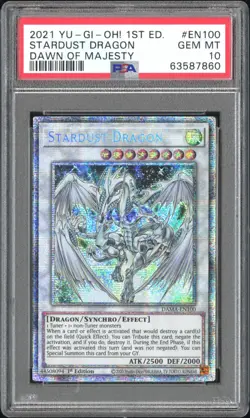 Yugioh PSA 10 Stardust Dragon DAMA-EN100 Starlight Rare 1st Edition GEM MINT! - Image 1