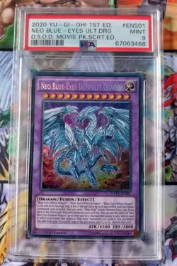 PSA 9 YuGiOh Neo Blue-Eyes Ultimate Dragon MVP1-ENS01 Secret Rare 1st Edition - Image 1