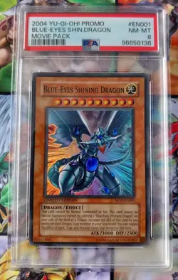 PSA 8 Yugioh Blue-Eyes Shining Dragon MOV-EN001 Super Rare 2004 - Image 1