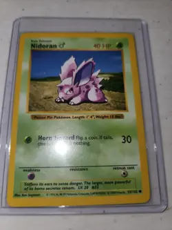 Nidoran M 055/102 Base Set (Shadowless) Regular Pokemon Card - Image 1