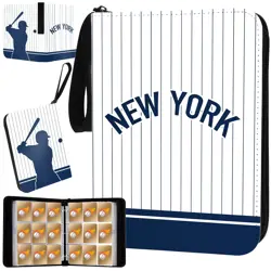 Baseball Card Binder with Sleeves, 900 Pocket, White, New York, 3 Ring, for C... - Image 1