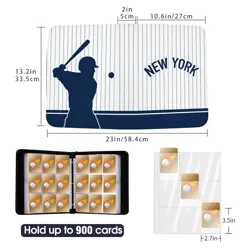 Baseball Card Binder with Sleeves, 900 Pocket, White, New York, 3 Ring, for C... - Image 3