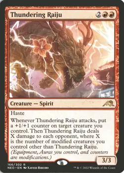 MTG Thundering Raiju (166) *Non-Foil* Base Rare Kamigawa: Neon Dynasty MT/NM - Image 1