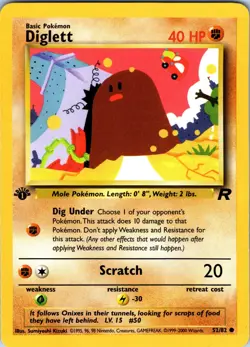 Pokemon Diglett Team Rocket 1st Edition #52 EUC - Image 1