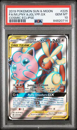 PSA 10 Mega Lopunny & Jigglypuff GX FA 225/236 Pokemon Sun & Moon Cosmic Eclipse - Image 3