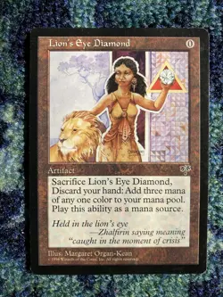 LION'S EYE DIAMOND MAGIC THE GATHERING MTG MIRAGE SET RARE Artifact 1996 VINTAGE - Image 1