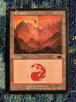 MTG Mountain Guru Land Magic the Gathering Terese Nielsen Damaged Rare - Image 1